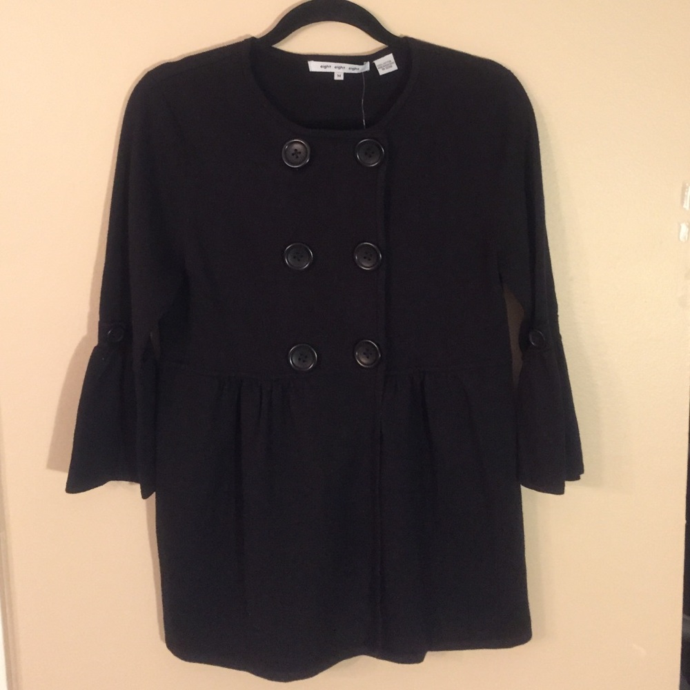 EIGHT EIGHT EIGHT Black Ruffled 3/4 Sleeve Cardigan